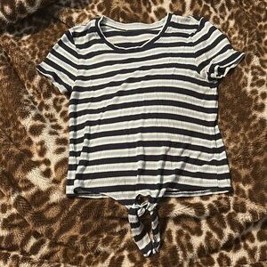 Striped Knit Top with Tie Detail